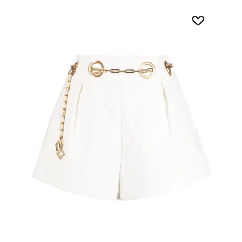 Cult Gaia White High Waist Shorts with Gold Accents